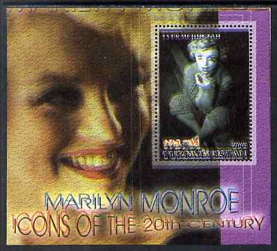 Turkmenistan 2001 Icons of the 20th Century - Marilyn Monroe perf s/sheet #2 with superb misplacement of magenta giving a spectacular double impression, unmounted mint