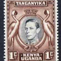 Kenya, Uganda & Tanganyika 1938-54 KG6 Crowned Cranes 1c black & chocolate P13.25 x 13.75 unmounted mint SG131a