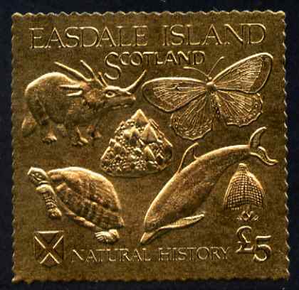 Easdale 1991 Natural History £5 imperf souvenir sheet embossed in gold foil (perf) unmounted mint