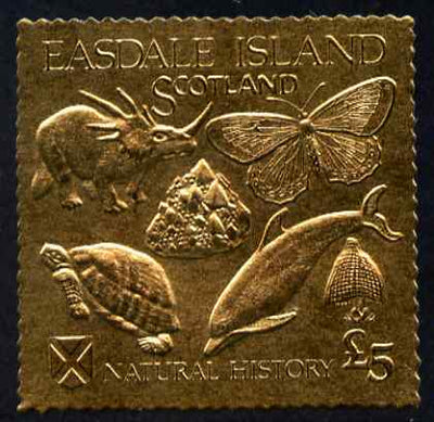 Easdale 1991 Natural History £5 imperf souvenir sheet embossed in gold foil (perf) unmounted mint