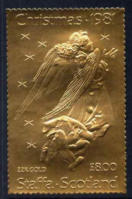 Staffa 1981 Christmas £8 value (Angel after Durer) in 22 carat gold foil unmounted mint
