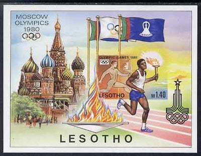 Lesotho 1980 Moscow Olympic Games imperf proof of m/sheet,unmounted mint and scarce thus, as SG MS 397