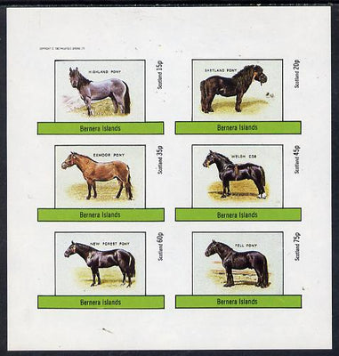 Bernera 1982 Ponies (Highland, Shetland, Exmoor etc) imperf set of 6 values (15p to 75p) unmounted mint