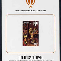Lesotho 1979 International Year of the Child 15s (Detail of painting by Brueghel) imperf proof mounted on House of Questa proof card, as SG 381