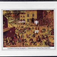 Lesotho 1979 International Year of the Child m/sheet (Painting by Brueghel) imperf proof mounted on card, as SG MS 382