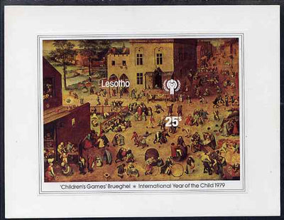 Lesotho 1979 International Year of the Child m/sheet (Painting by Brueghel) imperf proof mounted on card, as SG MS 382