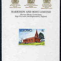 Lesotho 1980 Christmas 4s Evangelical Church imperf proof mounted on Harrison & Sons Proof card, rare thus, as SG 426