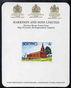 Lesotho 1980 Christmas 4s Evangelical Church imperf proof mounted on Harrison & Sons Proof card, rare thus, as SG 426