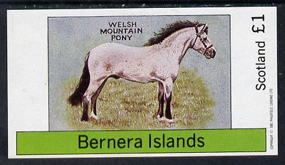 Bernera 1982 Ponies (Welsh Mountain Pony) imperf souvenir sheet (£1 value) unmounted mint