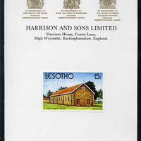 Lesotho 1980 Christmas 15s St Agnes' Anglican Church imperf proof mounted on Harrison & Sons Proof card, rare thus, as SG 427