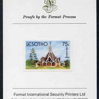 Lesotho 1980 Christmas 75s University Chapel imperf proof mounted on Format International Proof card, rare thus, as SG 429