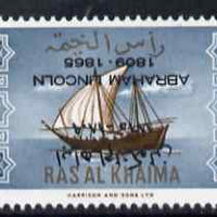 Ras Al Khaima 1965 Ships 5r with Abraham Lincoln overprint inverted, unmounted mint, SG 20var