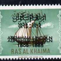 Ras Al Khaima 1965 Ships 1r with Abraham Lincoln overprint doubled, unmounted mint, SG 18var