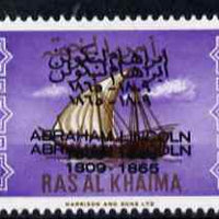 Ras Al Khaima 1965 Ships 2r with Abraham Lincoln overprint doubled, unmounted mint, SG 19var