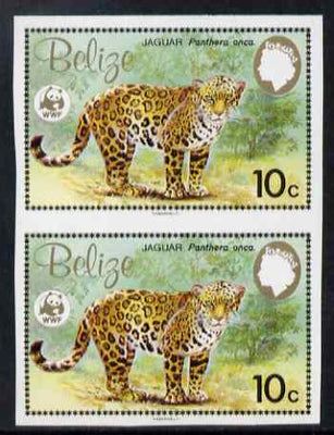 Belize 1983 WWF - Jaguar 10c (Adult Jaguar) imperf pair from uncut proof sheet, unmounted mint, as SG 757