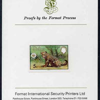 Belize 1983 WWF - Jaguar 5c (Jaguar Cub) imperf proof mounted on Format International Proof card, as SG 756
