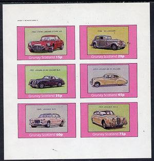 Grunay 1982 Jaguar Cars (E-Type, XJ6, Mk 2 etc) imperf set of 6 values (15p to 75p) unmounted mint