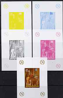 Chad 2009 Napoleon #2 Playing Chess & Nude deluxe sheet, the set of 5 imperf progressive proofs comprising the 4 individual colours plus all 4-colour composite, unmounted mint.