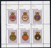 Grunay 1982 Ships Crests #1 (Destroyer, Frigate etc) perf set of 6 values (15p to 75p) unmounted mint