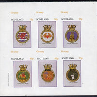 Grunay 1982 Ships Crests #1 (Destroyer, Frigate etc) imperf set of 6 values (15p to 75p) unmounted mint