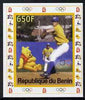 Benin 2007 Baseball #06 individual imperf deluxe sheet with Olympic Rings & Disney Character unmounted mint