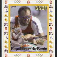 Benin 2007 Rowing #02 individual imperf deluxe sheet with Olympic Rings & Disney Character unmounted mint