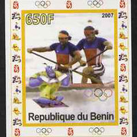 Benin 2007 Rowing #04 individual imperf deluxe sheet with Olympic Rings & Disney Character unmounted mint