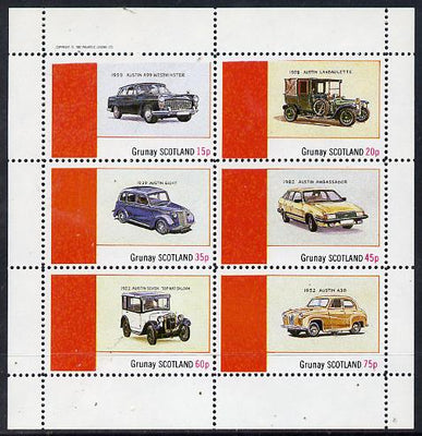 Grunay 1982 Austin Cars (A99, Ambassador, 8 etc) perf set of 6 values (15p to 75p) unmounted mint