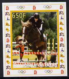 Benin 2007 Equestrian #01 individual imperf deluxe sheet with Olympic Rings & Disney Character unmounted mint