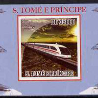 St Thomas & Prince Islands 2009 Modern Trains #1 - Maglev individual imperf deluxe sheet unmounted mint. Note this item is privately produced and is offered purely on its thematic appeal