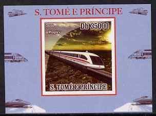 St Thomas & Prince Islands 2009 Modern Trains #1 - Maglev individual imperf deluxe sheet unmounted mint. Note this item is privately produced and is offered purely on its thematic appeal