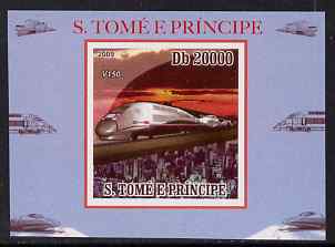 St Thomas & Prince Islands 2009 Modern Trains #2 - V150 individual imperf deluxe sheet unmounted mint. Note this item is privately produced and is offered purely on its thematic appeal