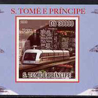 St Thomas & Prince Islands 2009 Modern Trains #4 - Maglev individual imperf deluxe sheet unmounted mint. Note this item is privately produced and is offered purely on its thematic appeal