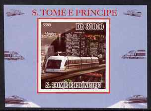 St Thomas & Prince Islands 2009 Modern Trains #4 - Maglev individual imperf deluxe sheet unmounted mint. Note this item is privately produced and is offered purely on its thematic appeal