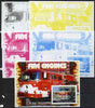 Somalia 2002 Fire Engines #2 s/sheet, the set of 5 imperf progressive proofs comprising the 4 individual colours plus all 4-colour composite, unmounted mint