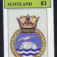Grunay 1982 Ships Crests #2 (Endurance Ice Patrol Ship) imperf souvenir sheet (£1 value) unmounted mint