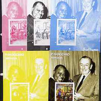 Somalia 2001 Pinocchio & Walt Disney #8 s/sheet with Louis Armstrong, the set of 5 imperf progressive proofs comprising the 4 individual colours plus all 4-colour composite, unmounted mint