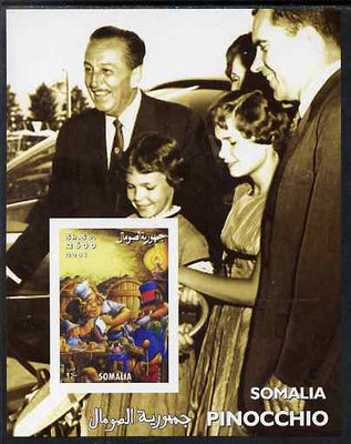 Somalia 2001 Pinocchio & Walt Disney #6 imperf s/sheet, unmounted mint. Note this item is privately produced and is offered purely on its thematic appeal
