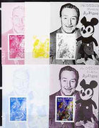 Somalia 2001 Pinocchio & Walt Disney #3 s/sheet, the set of 5 imperf progressive proofs comprising the 4 individual colours plus all 4-colour composite, unmounted mint