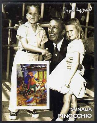 Somalia 2001 Pinocchio & Walt Disney #1 imperf s/sheet, unmounted mint. Note this item is privately produced and is offered purely on its thematic appeal