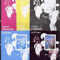 Somalia 2001 Pinocchio & Walt Disney #7 s/sheet, the set of 5 imperf progressive proofs comprising the 4 individual colours plus all 4-colour composite, unmounted mint