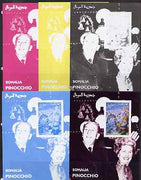 Somalia 2001 Pinocchio & Walt Disney #7 s/sheet, the set of 5 imperf progressive proofs comprising the 4 individual colours plus all 4-colour composite, unmounted mint