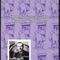 Somaliland 2002 Birth Centenary of Walt Disney #01 imperf m/sheet (lilac background with Winnie the Pooh) unmounted mint