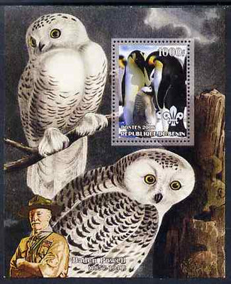 Benin 2006 Penguins #3 (with Olws & Baden Powell in background) perf m/sheet unmounted mint