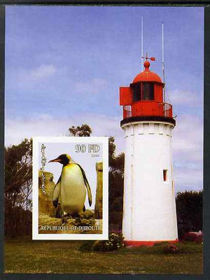 Djibouti 2004 Penguins #2 (Lighthouse in background) imperf m/sheet unmounted mint