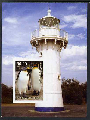 Djibouti 2004 Penguins #3 (Lighthouse in background) imperf m/sheet unmounted mint
