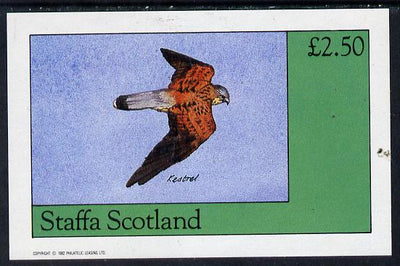 Staffa 1982 Birds of Prey #06 (Kestrel) imperf deluxe sheet (£2.50 value) unmounted mint