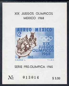 Mexico 1965 Olympic Games (1st Issue) imperf m/sheet showing Ball game unmounted mint without gum as issued, SG MS 1107