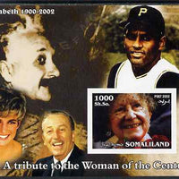 Somaliland 2002 A Tribute to the Woman of the Century #03 - The Queen Mother imperf m/sheet also showing Princess Di, Walt Disney, Einstein, unmounted mint. Note this item is privately produced and is offered purely on its thematic appeal