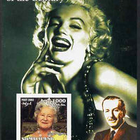 Somaliland 2002 A Tribute to the Woman of the Century #09 - The Queen Mother imperf m/sheet also showing Walt Disney & Marilyn Monroe, unmounted mint. Note this item is privately produced and is offered purely on its thematic appeal